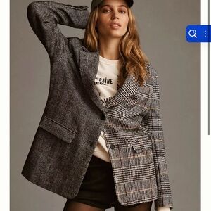 Anthropologie Black and Gray Houndstooth Blazer